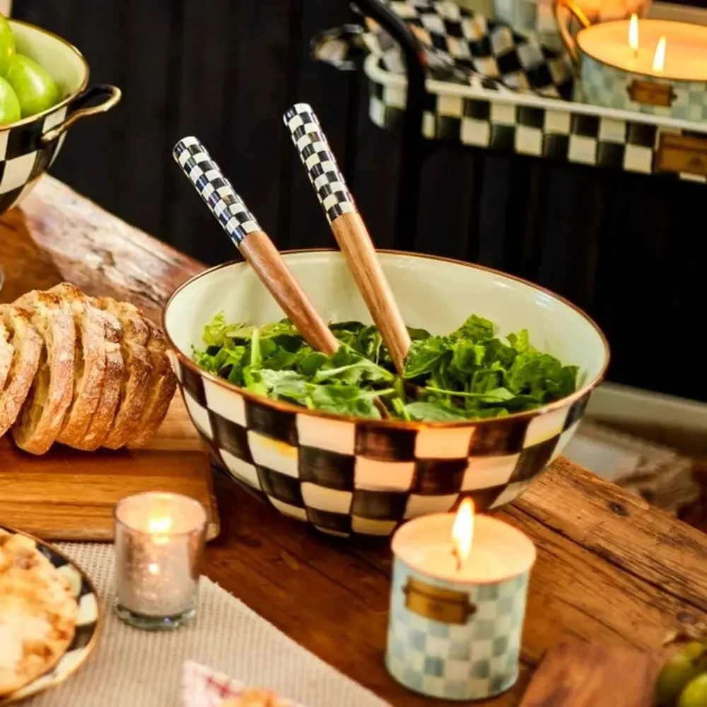 NEW Mackenzie-Childs Courtly Check Salad Servers
